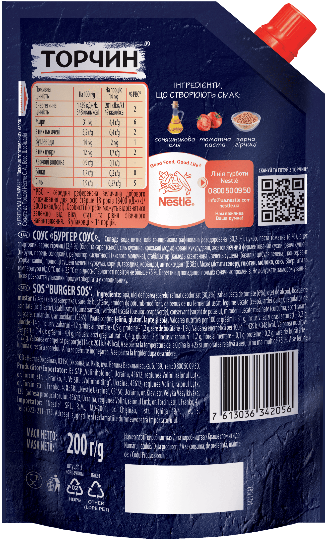 Соус Бургер від Торчин зворотня сторона